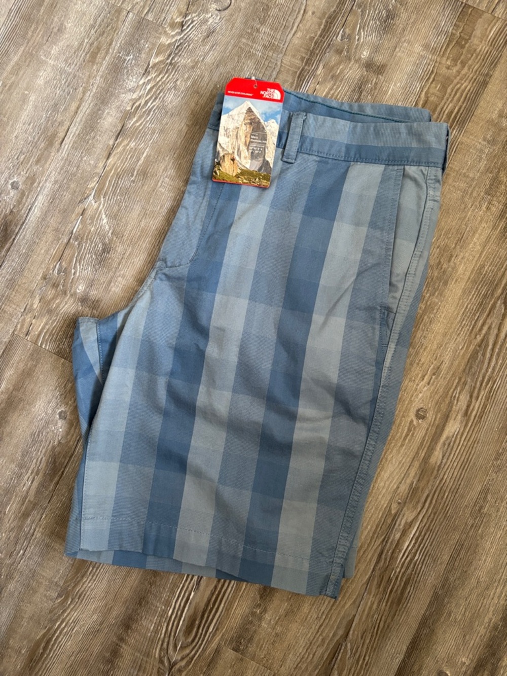 The North Face Men’s Blue Plaid Flat Front Shorts